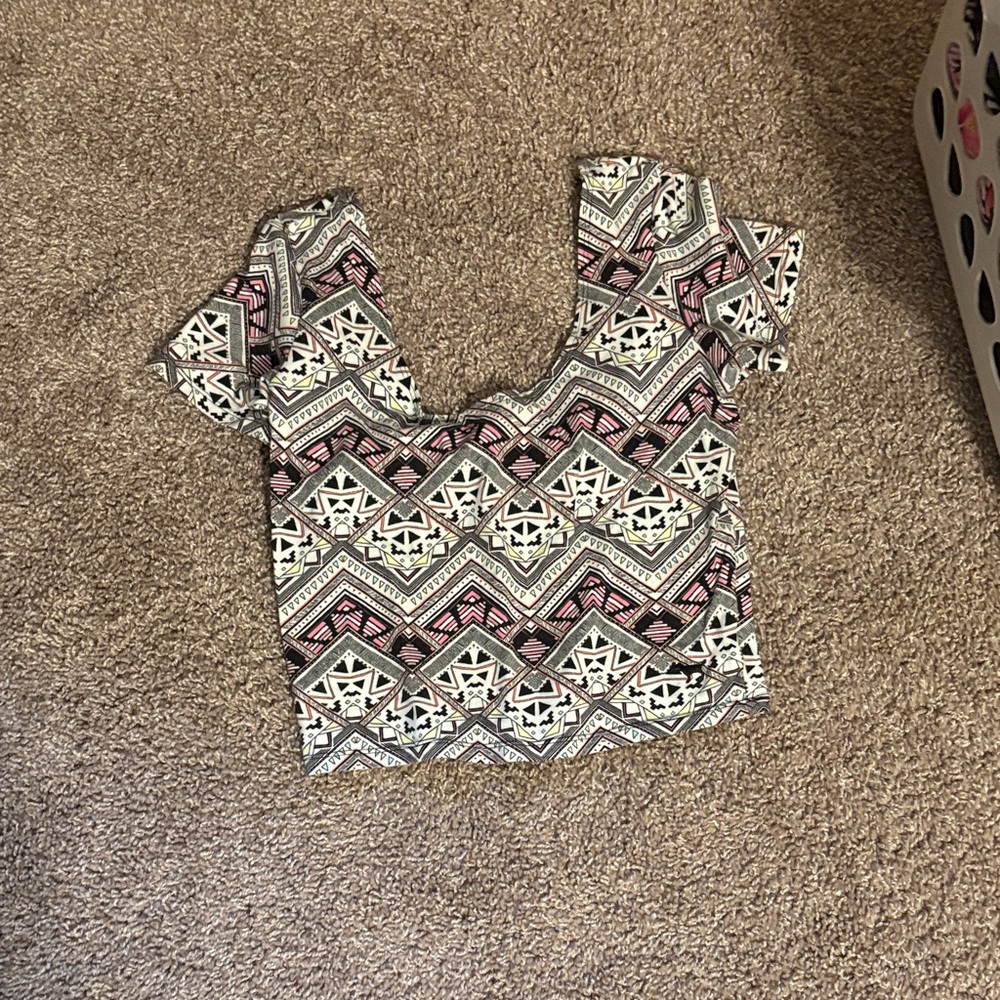 Victoria's Secret Black and Pink Geometric Crop Top